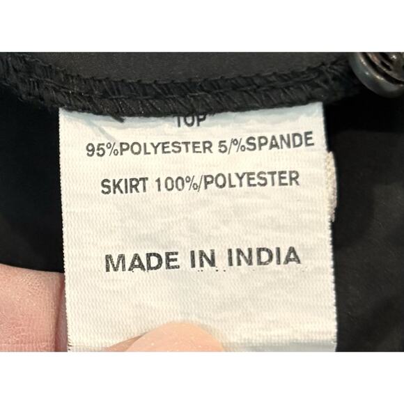 EShakti Black Tan Floral Sleeveless Embroidered A-Line Dress Size 10 - Picture 6 of 7